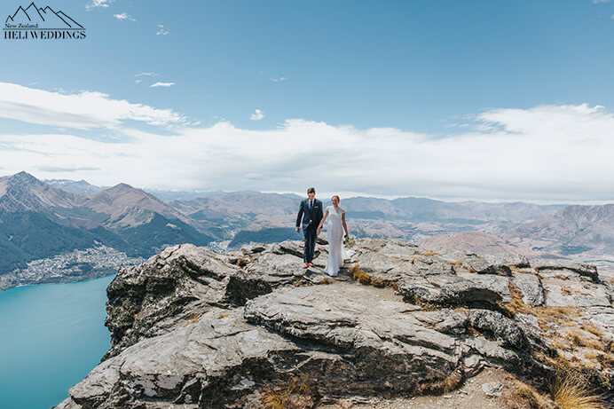 Queenstown wedding packages, Wedding photography on The Ledge, red haired bride, tall bride