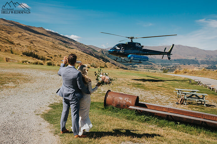 Mountain wedding with helicopter