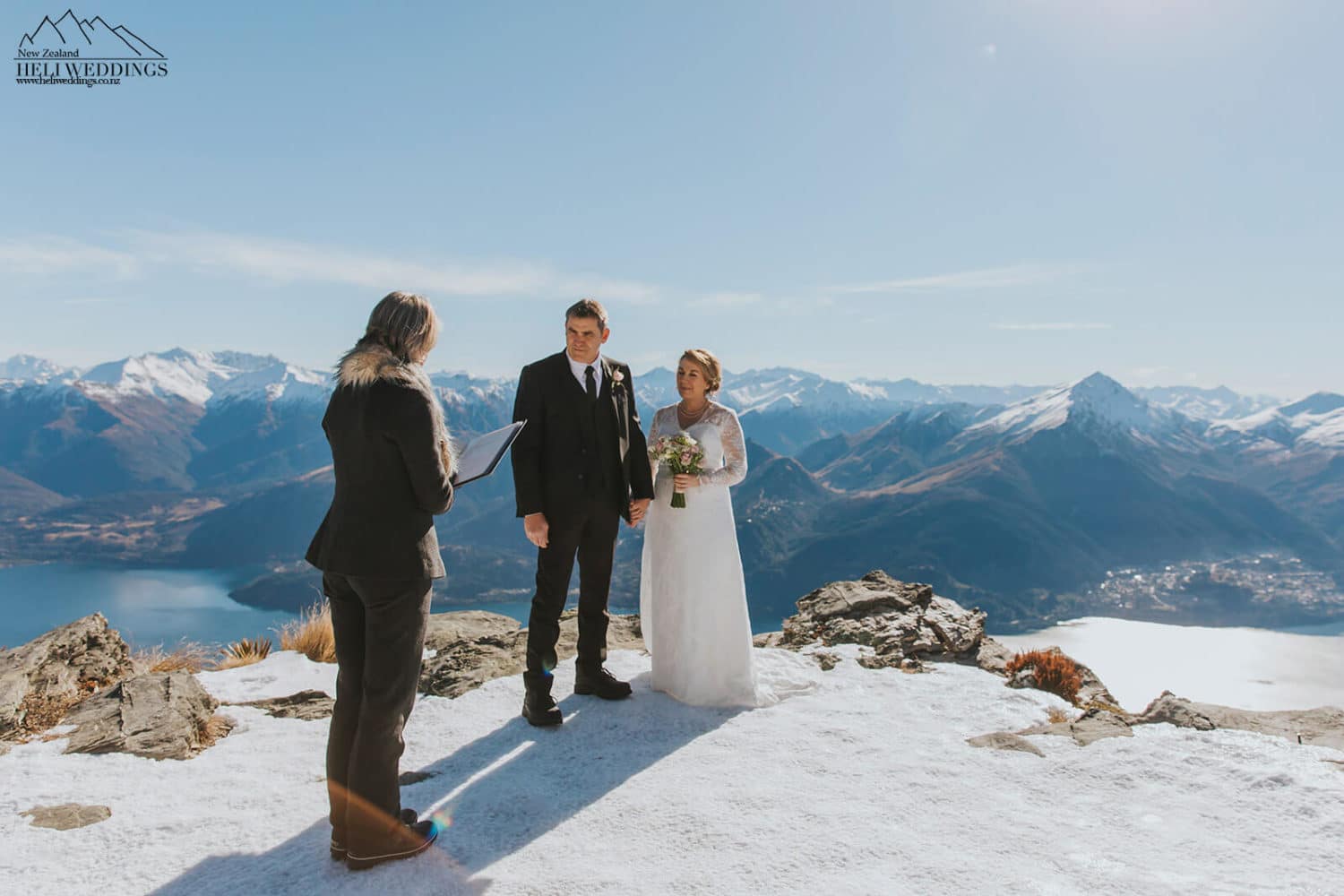 Mountain wedding ceremony in the snow, Queenstown Wedding