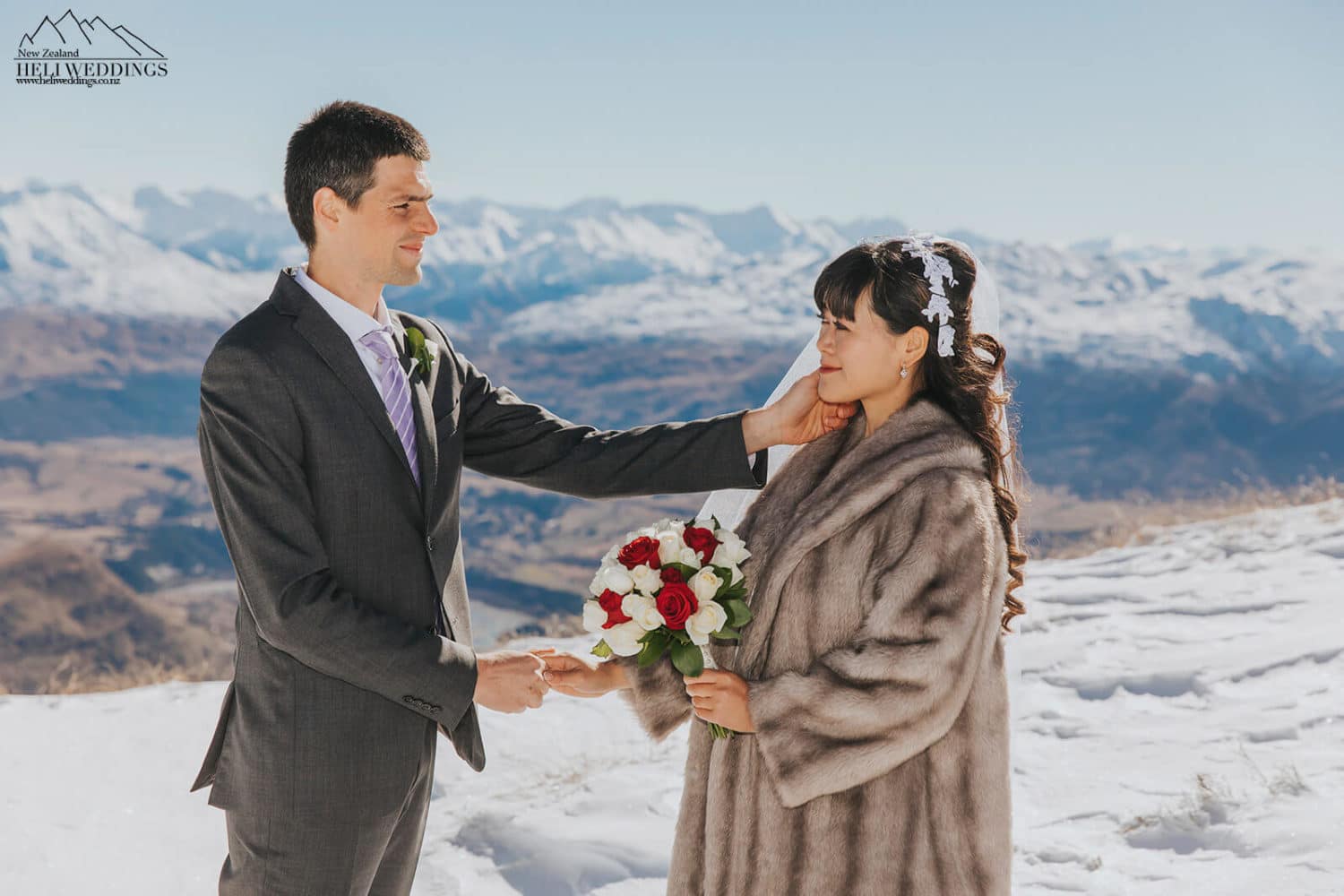 winter wedding ceremony in the snow