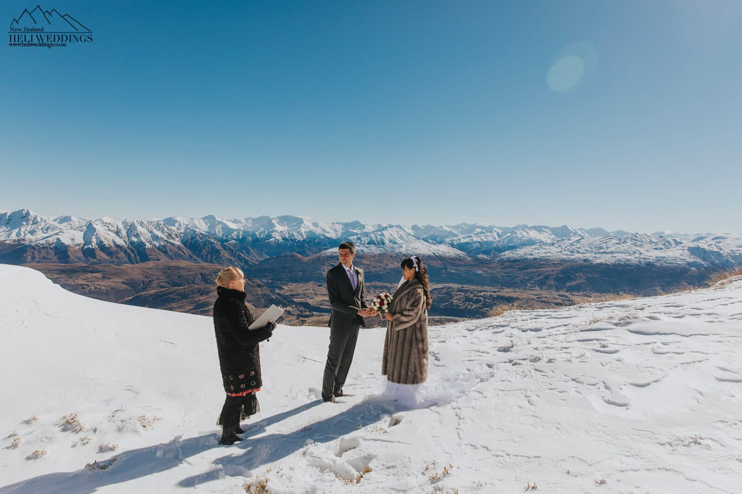 winter wedding ceremony in the snow