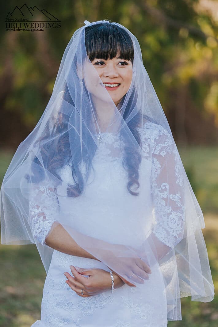 Bride with veil in Queenstown