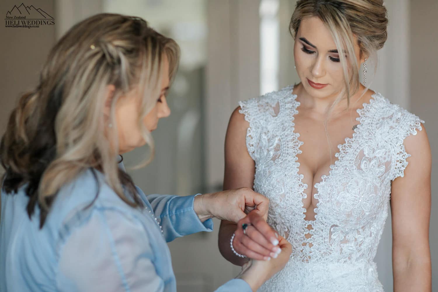 Bride getting ready for Queenstown Wedding