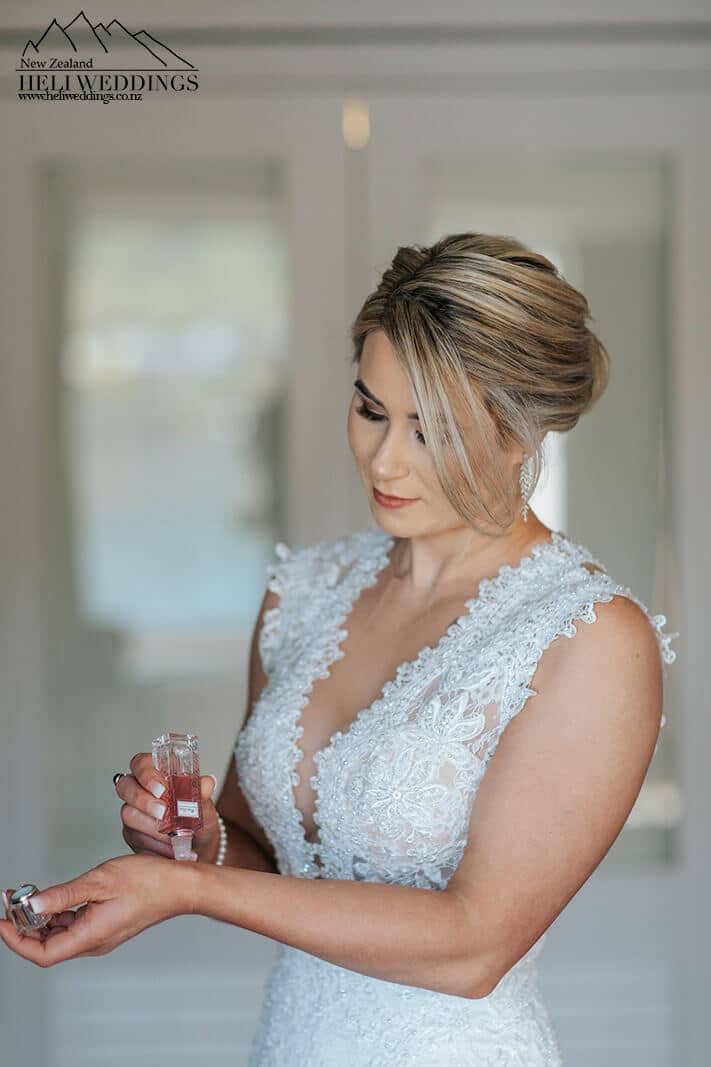 Bride getting ready for Queenstown Wedding
