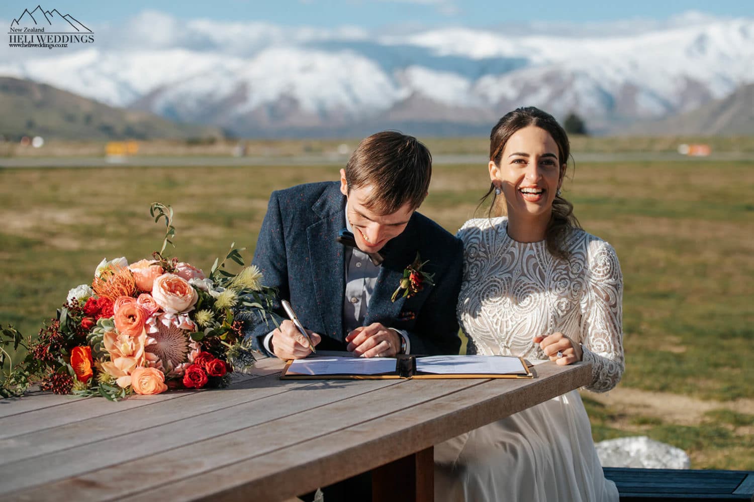 Signing the wedding licence in Queenstown