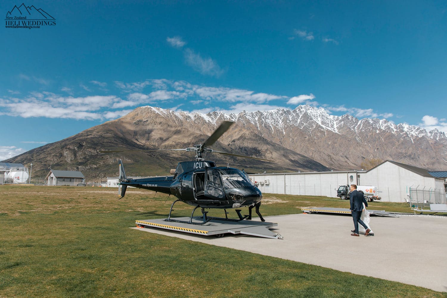Walking to the helicopter in Queenstown