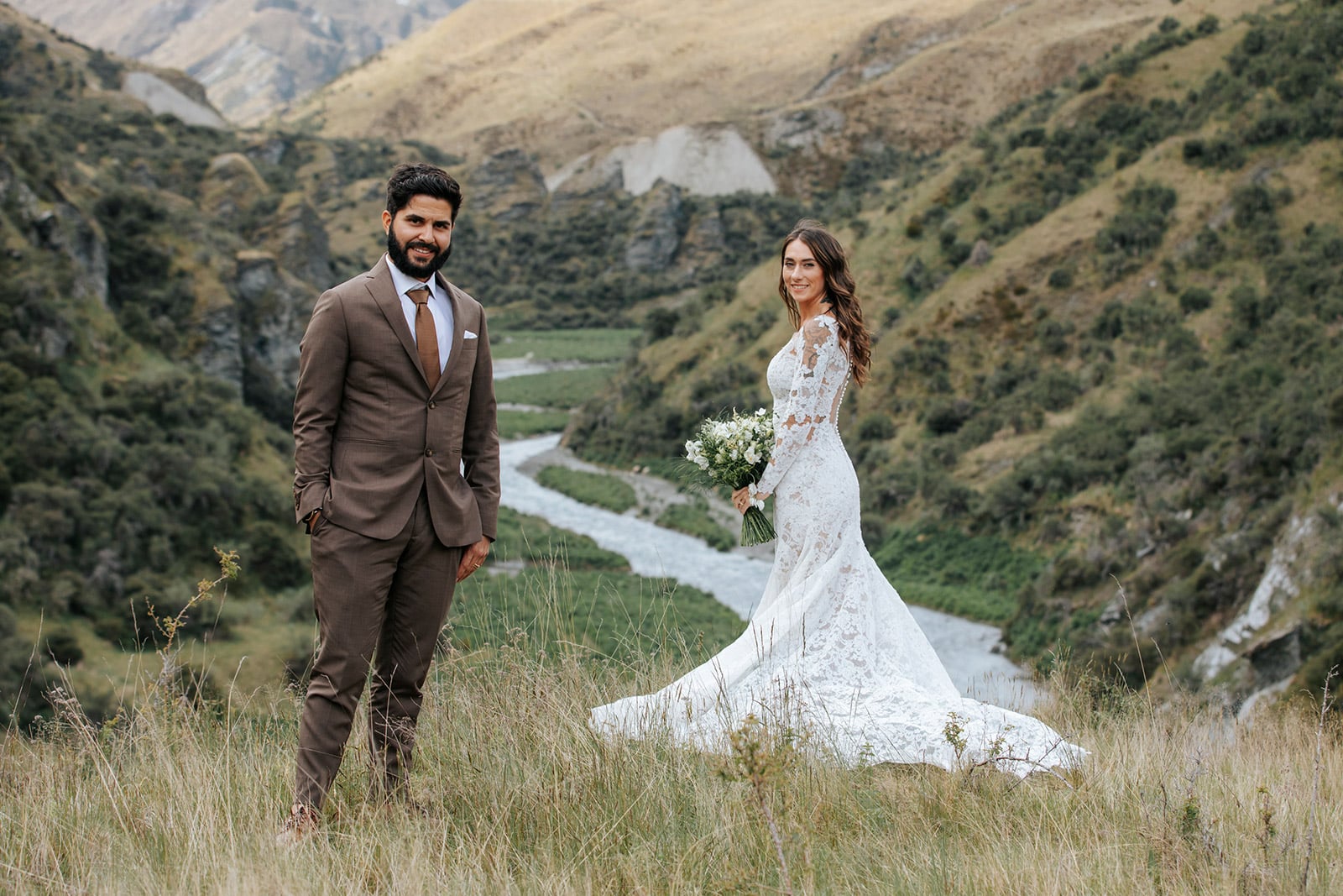 Adventure Wedding in Queenstown New Zealand with helicopter