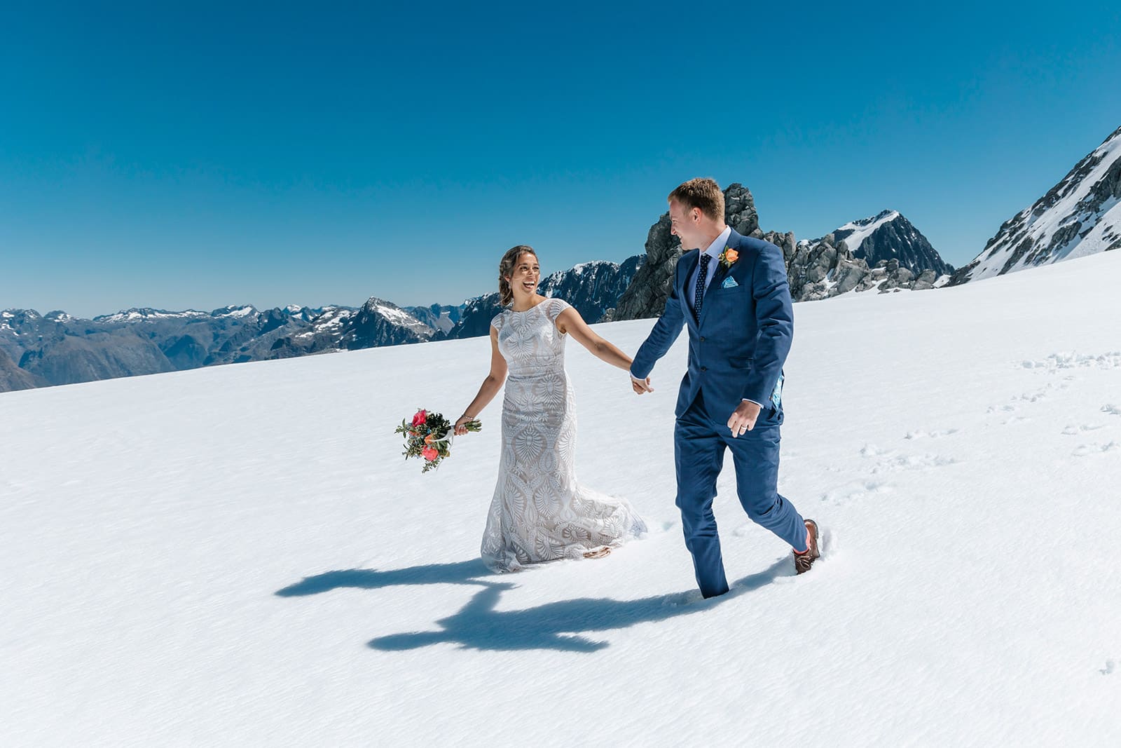The best heli wedding package in Queenstown, The Majestic Heli Wedding Glacier landing
