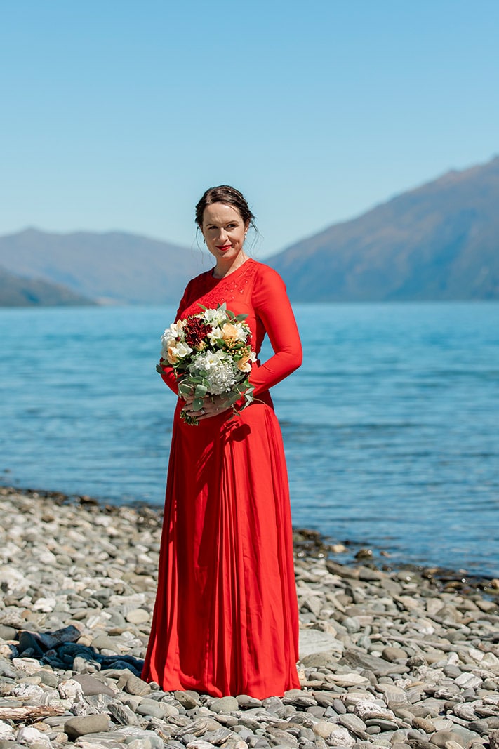 Queenstown Wedding with Red Wedding Dress