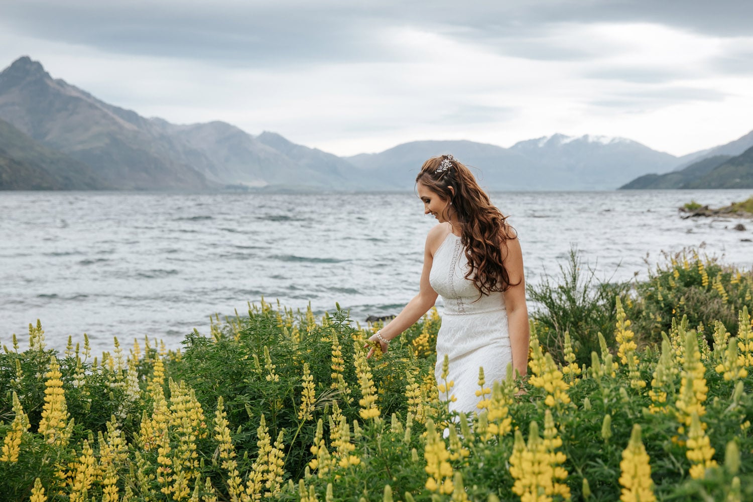 Spring Wedding in Queenstown with Lupins
