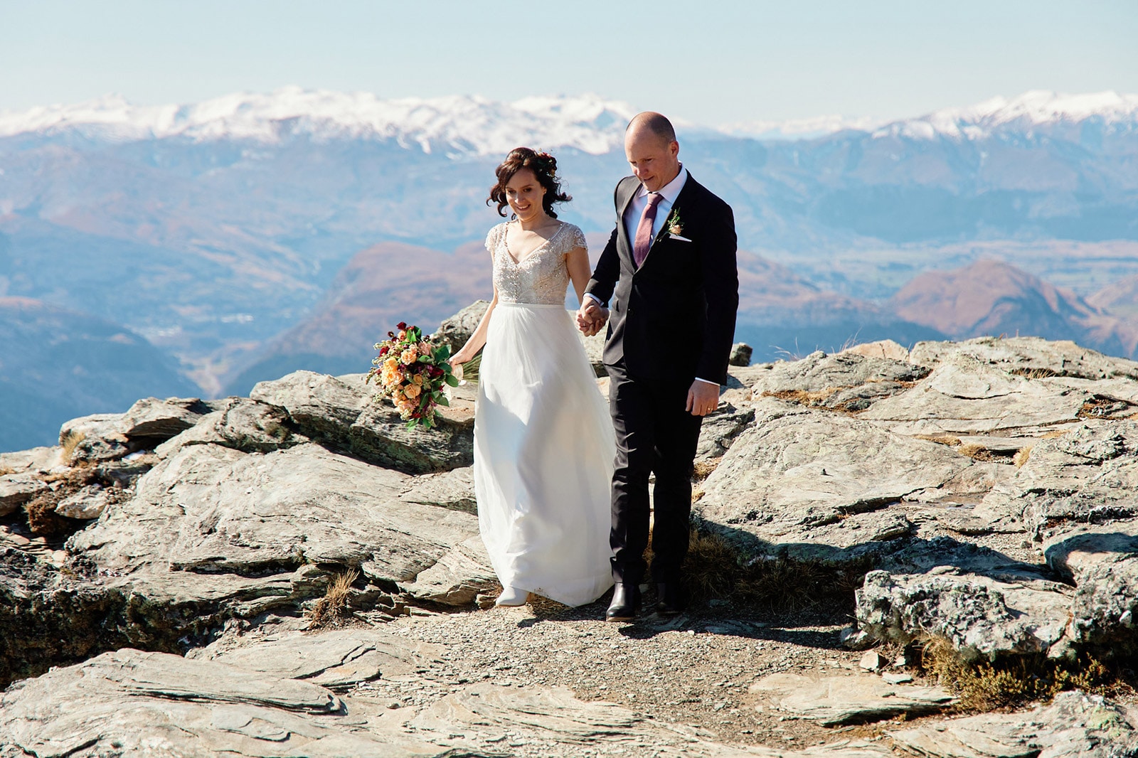 Queenstown Heli Wedding photography on The Ledge