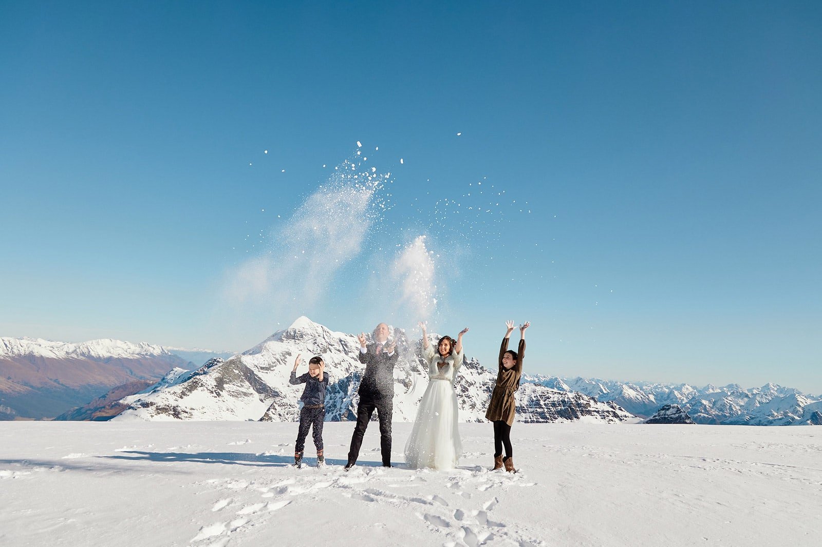 Queenstown Heli Wedding photography on The Glacier NZ