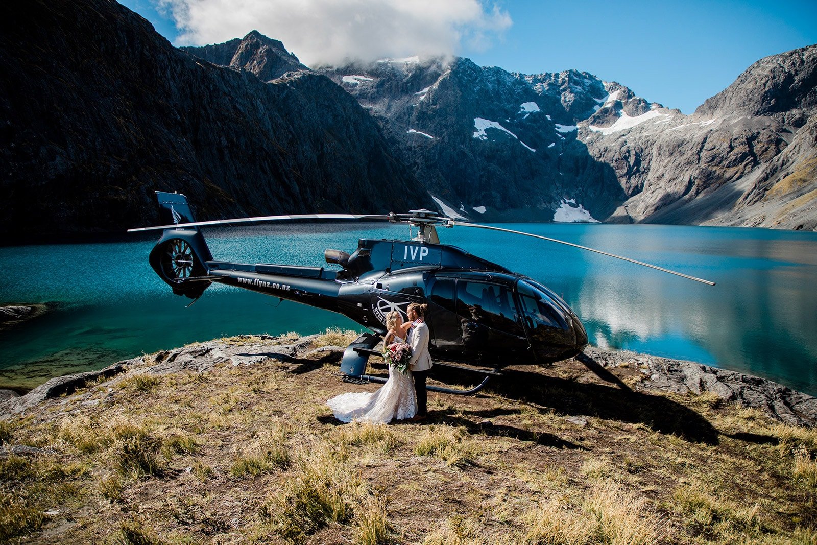Boho Heli Wedding Lake Erskine New Zealand
