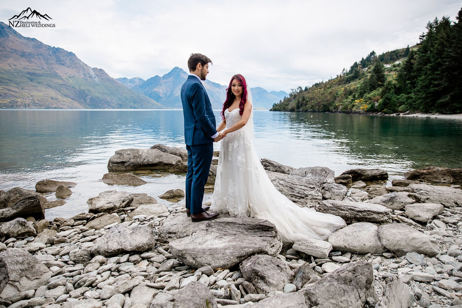 NZ elopement wedding bride with red hair