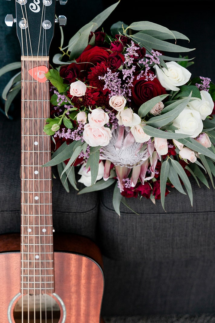Guitar and wedding flowers