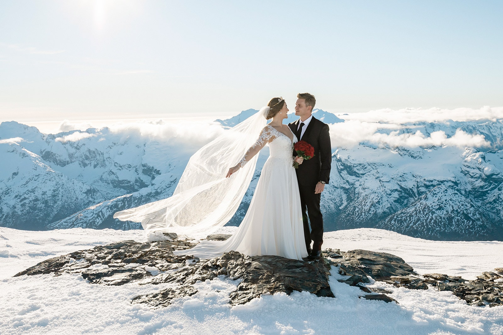 Winter Glacier wedding in Queenstown New Zealand