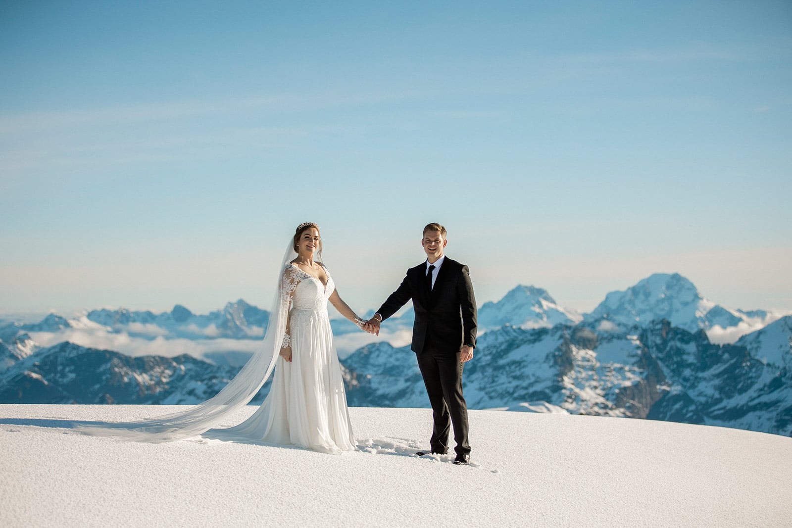 Winter Glacier wedding in Queenstown New Zealand