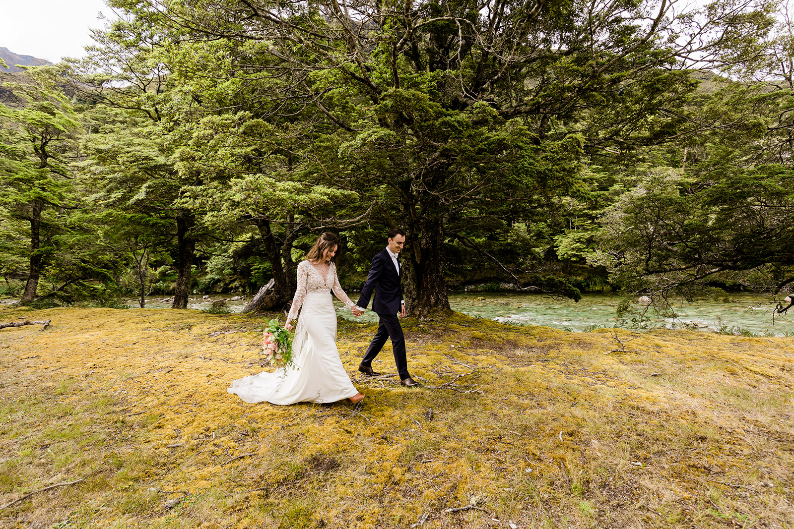 River elopement wedding Queenstown New Zealand