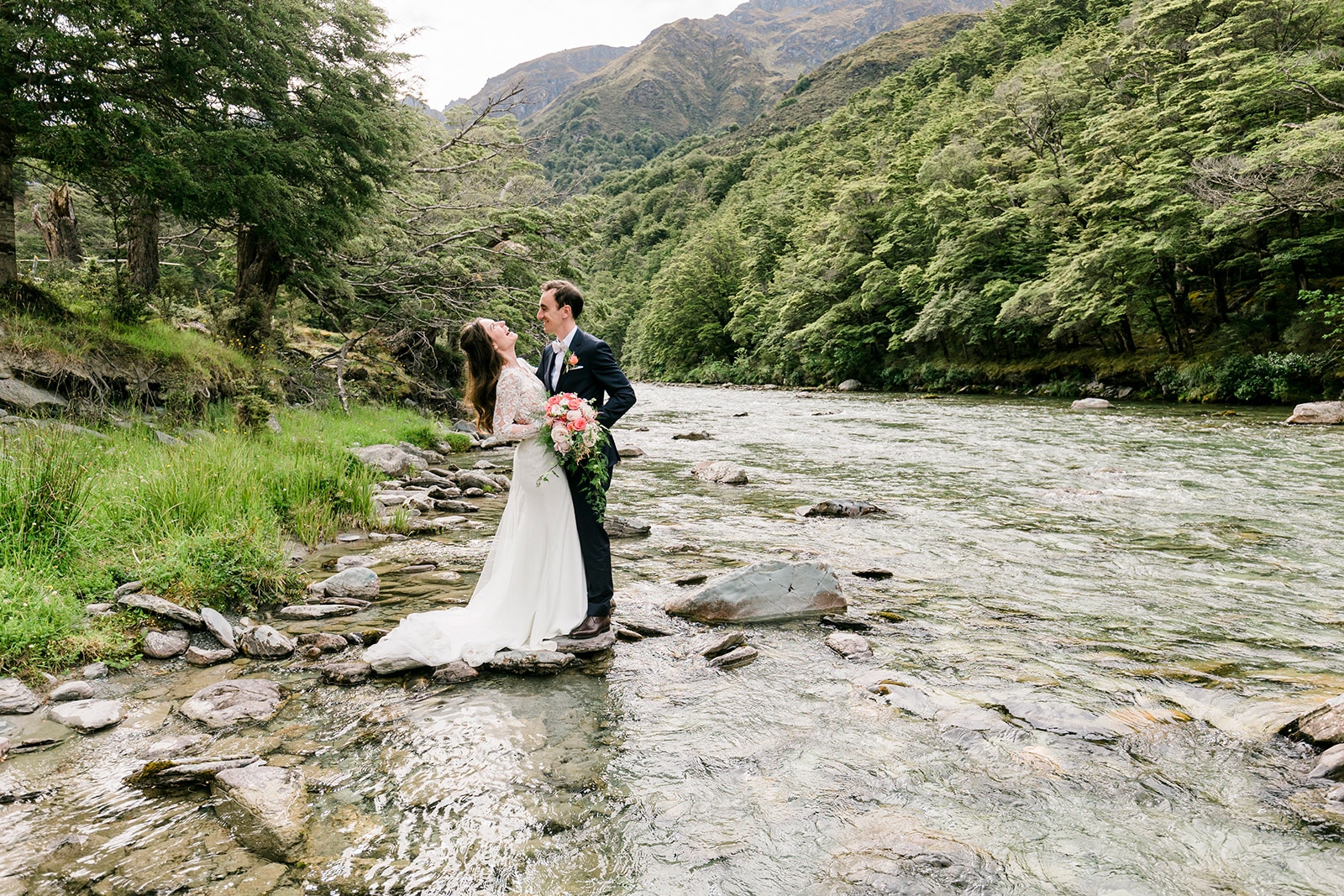 River elopement wedding Queenstown New Zealand