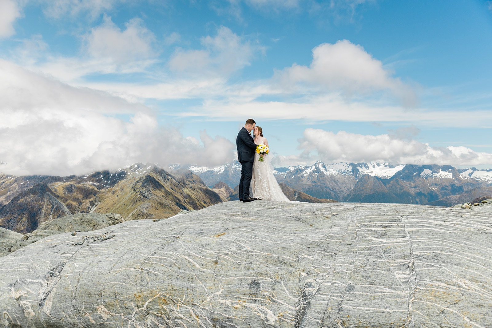 Luxury Heli Wedding Queenstown with glacier photos