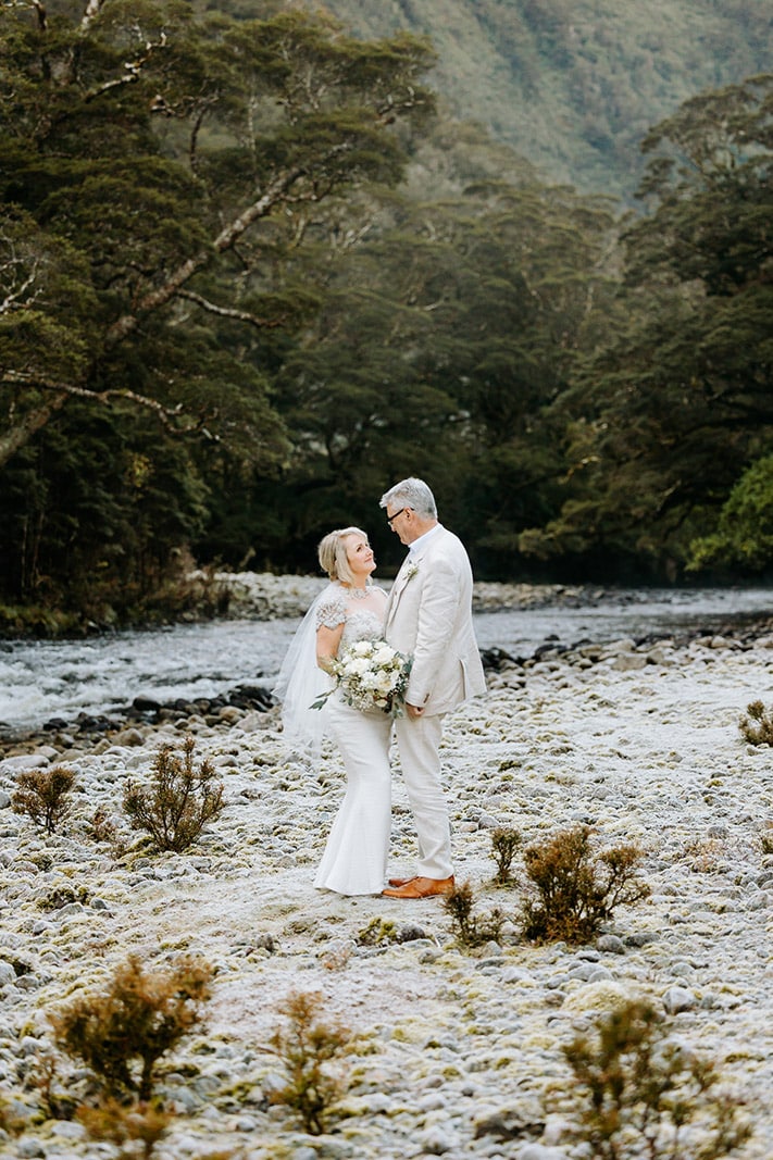 Luxury elopement wedding in Queenstown New Zealand. The Majestic Heli Wedding Doubtful sounds wedding photos