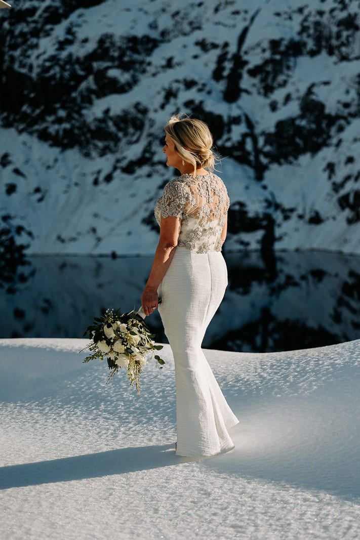 Luxury elopement wedding in Queenstown New Zealand. The Majestic Heli Wedding Lake Quill wedding photos