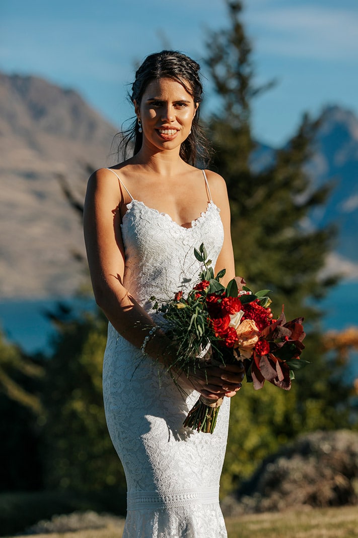 Sunny Winter Wedding in Queenstown with Helicopter