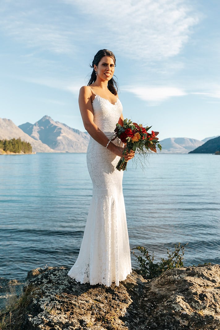 Sunny Winter Wedding in Queenstown with Helicopter