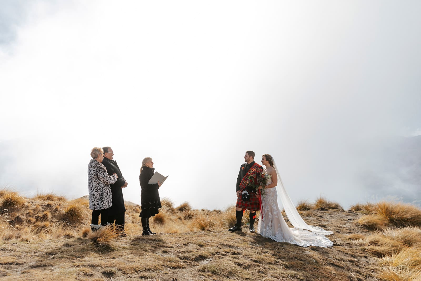 Scottish themed Heli Wedding on Coromandel Peak in Wanaka