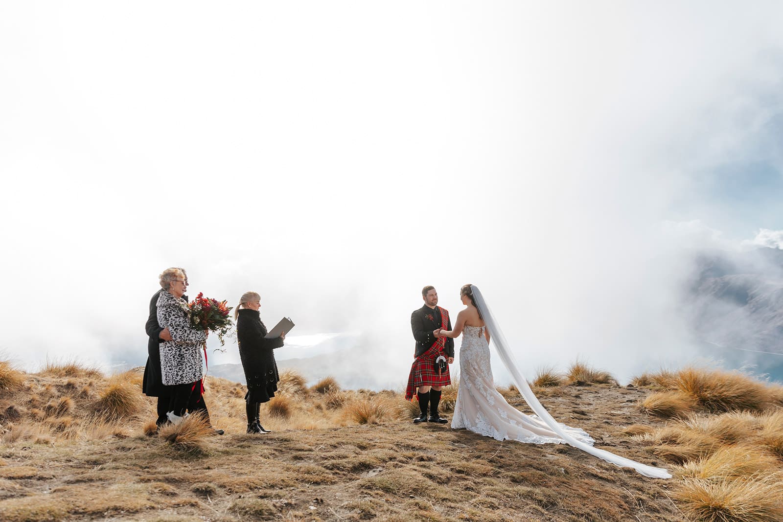 Scottish themed Heli Wedding on Coromandel Peak in Wanaka