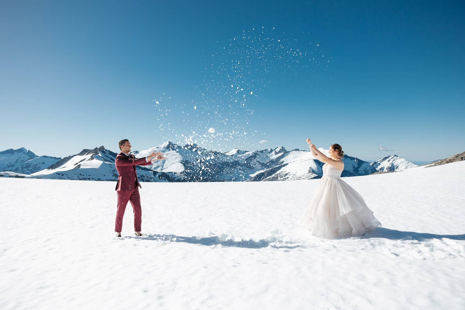 Heli Wedding on Isobel Glacier in Wanaka New Zealand