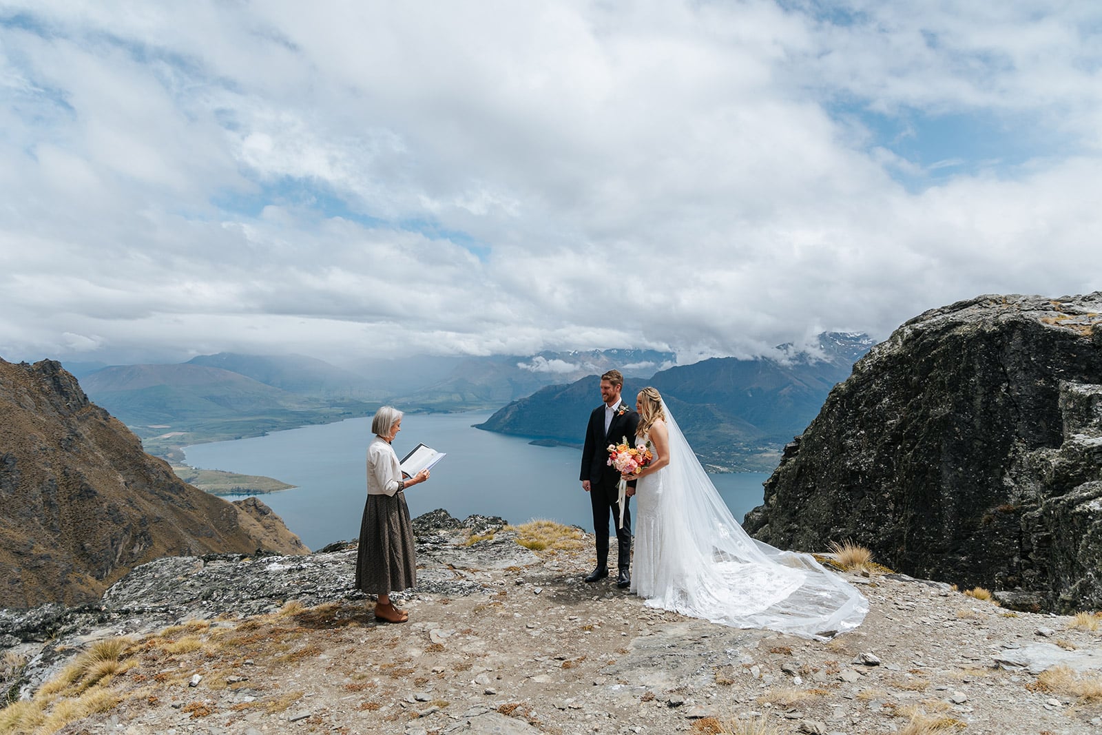 Heli Wedding Ceremony on The Ledge in Queenstown New Zealand