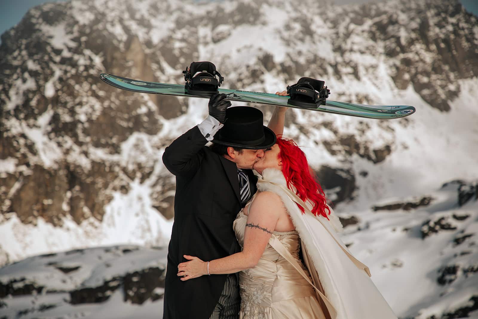 Alternative snowboard wedding in Queenstown