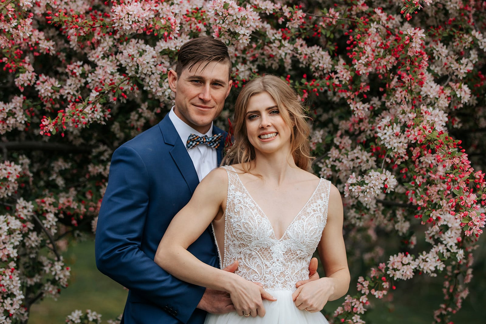 Wanaka elopement wedding with blossoms in spring