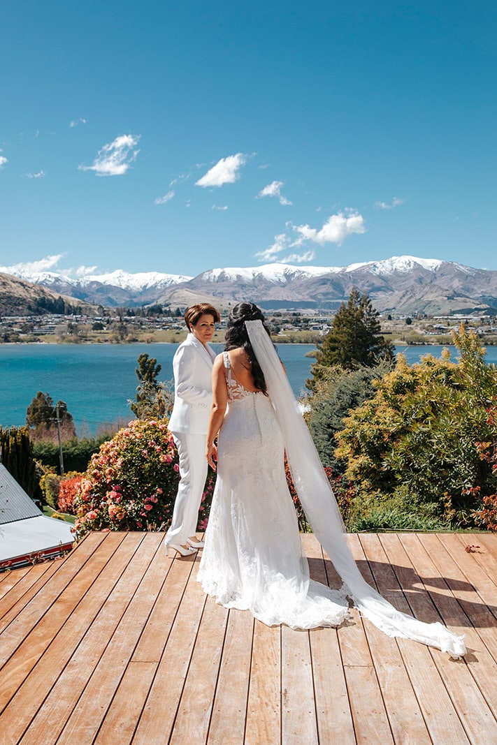 Same Sex heli wedding in Queenstown with two brides LBGTQ wedding NZ