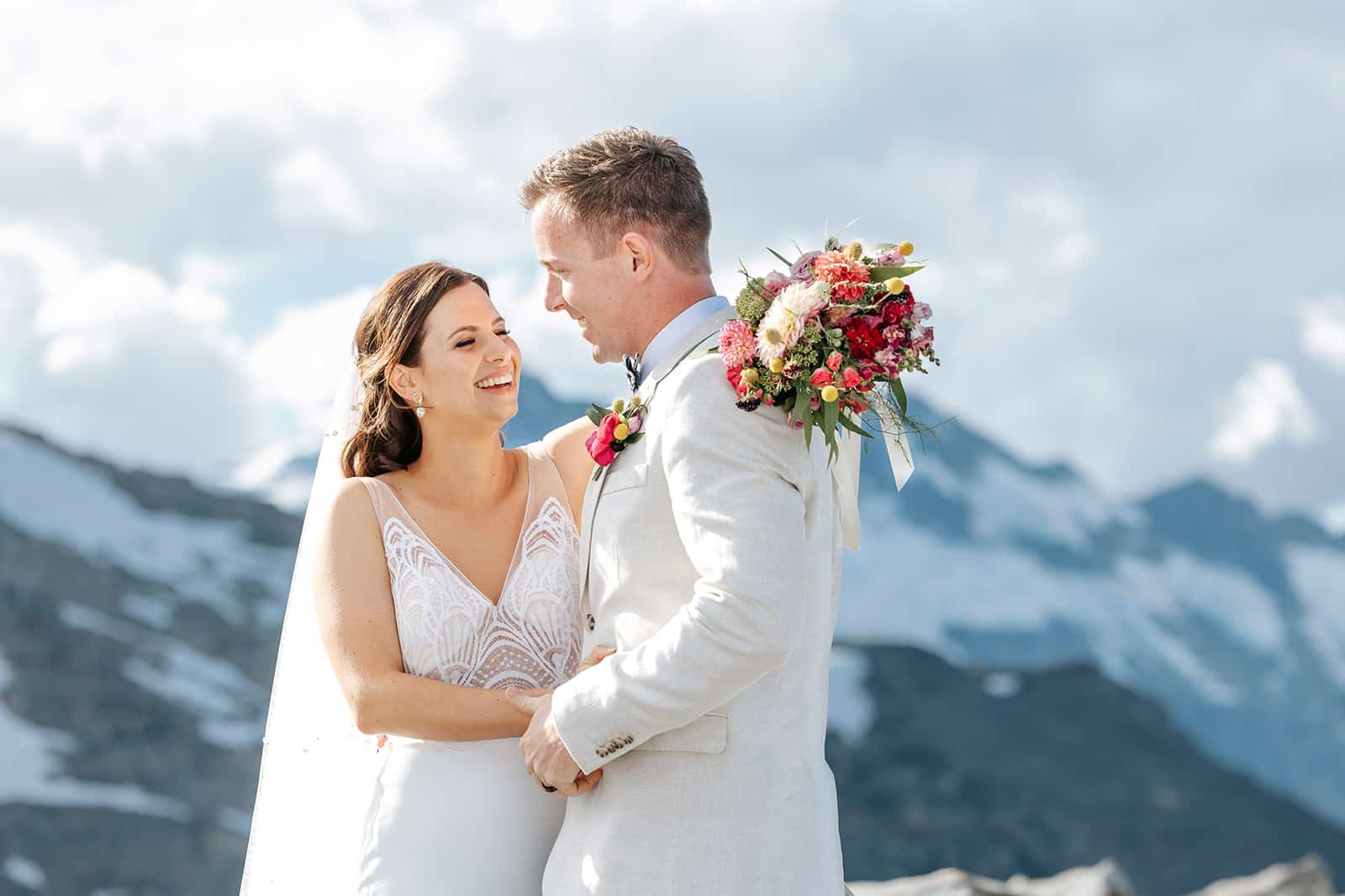 Heli Wedding photos on Isobel Glacier in Queenstown