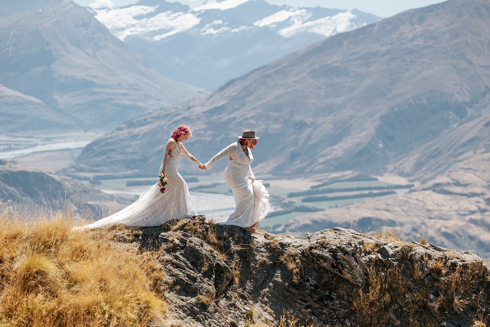 LBGTQ Heli Wedding with two brides on Coromandel Peak