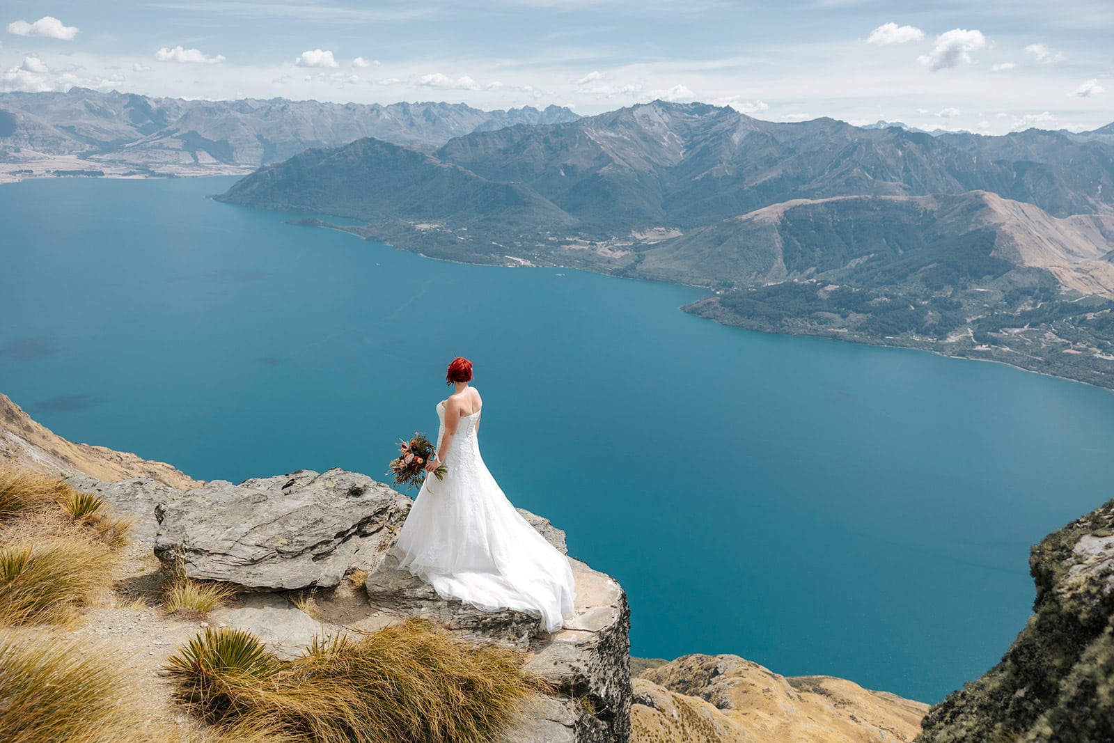 Heli Wedding Photos on The Ledge in Queenstown