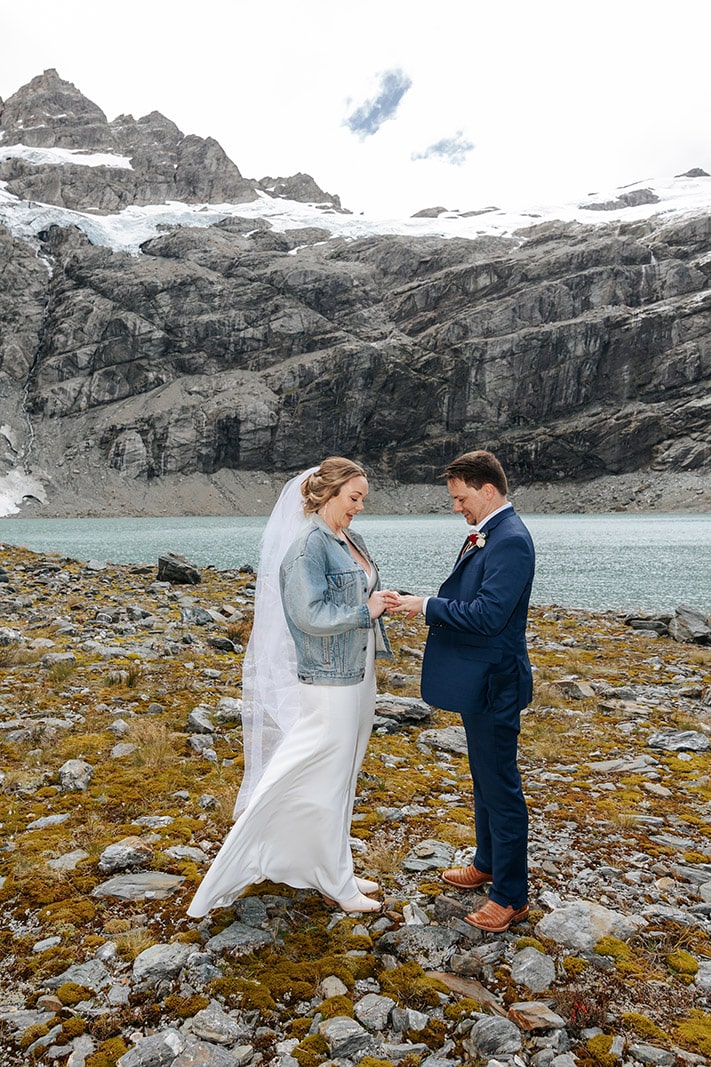 Heli Wedding Ceremony at Glacier Lake in Queenstown