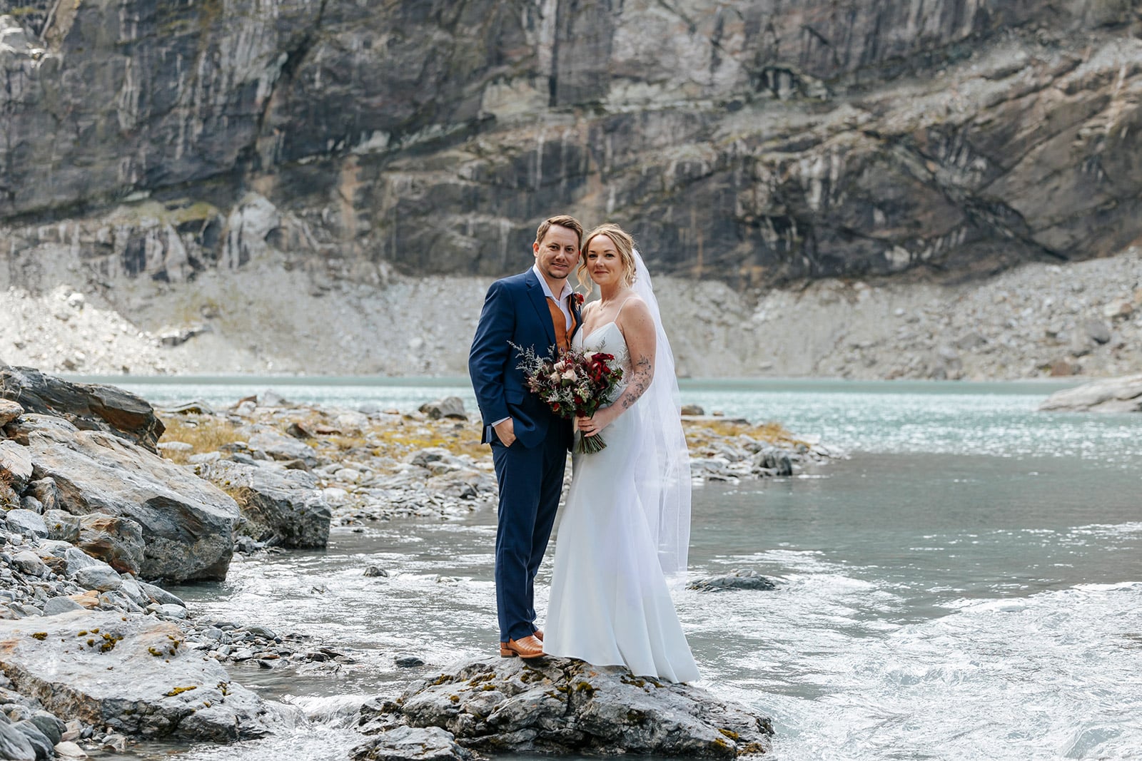 Heli Wedding at Glacier Lake in Queenstown