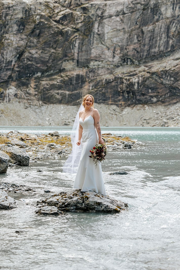 Heli Wedding at Glacier Lake in Queenstown