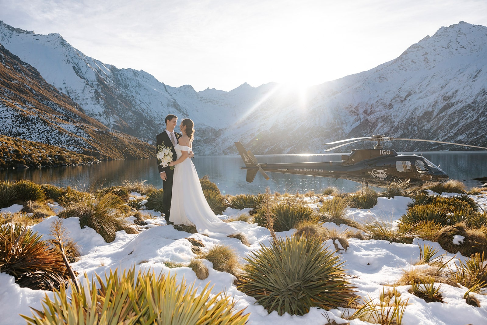 Winter Heli Wedding at Lochnagar in Queenstown New Zealand, Elopement Wedding